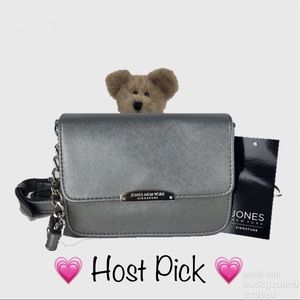 New JNY Signature Crossbody Purse Grey Silver Gift